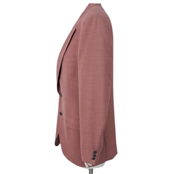Vintage Oversized Blazer Linen Pink 80s Golf Hart Schaffner & Marx L - Picture 5 of 12